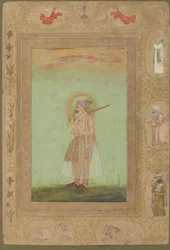 Der ältere Shahjahan, aus dem späten Shahjahan-Album, losgelöstes Manuskriptfolio, 1640-1660